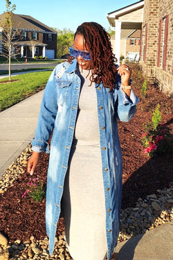 Distressed Denim Duster